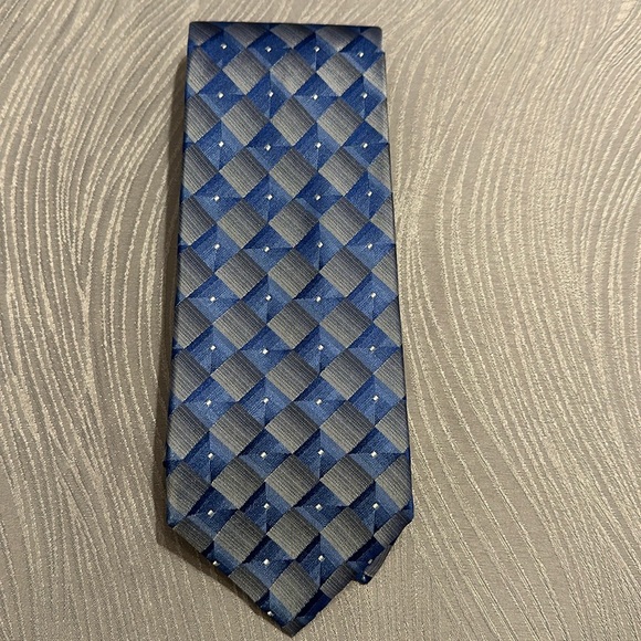 Arrow Other - Men’s blue geometric Arrow silk tie- 60” x 3.25”